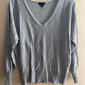 Ann Taylor Blue V-Neck Sweater Classic Knit